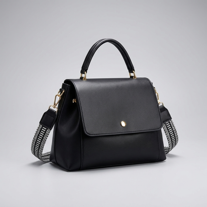 Flap Satchel with Woven Strap | Nancy