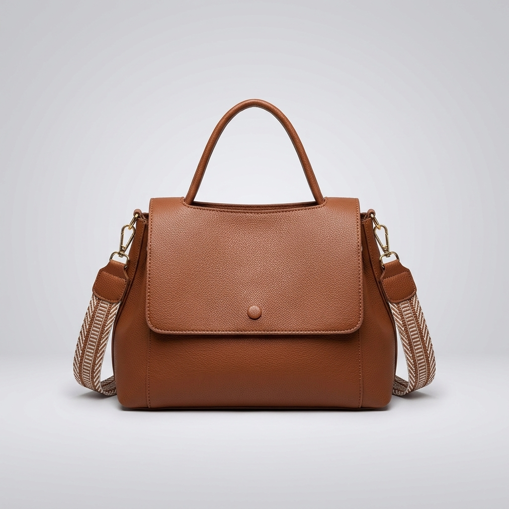 Flap Satchel with Woven Strap | Nancy
