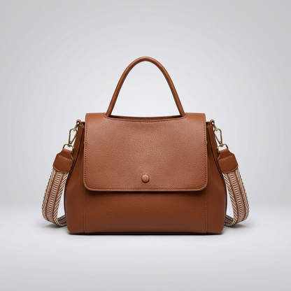 Flap Satchel with Woven Strap | Nancy