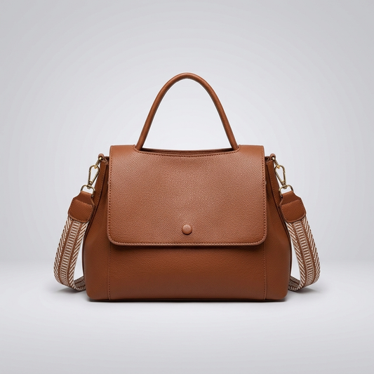 Flap Satchel with Woven Strap | Nancy