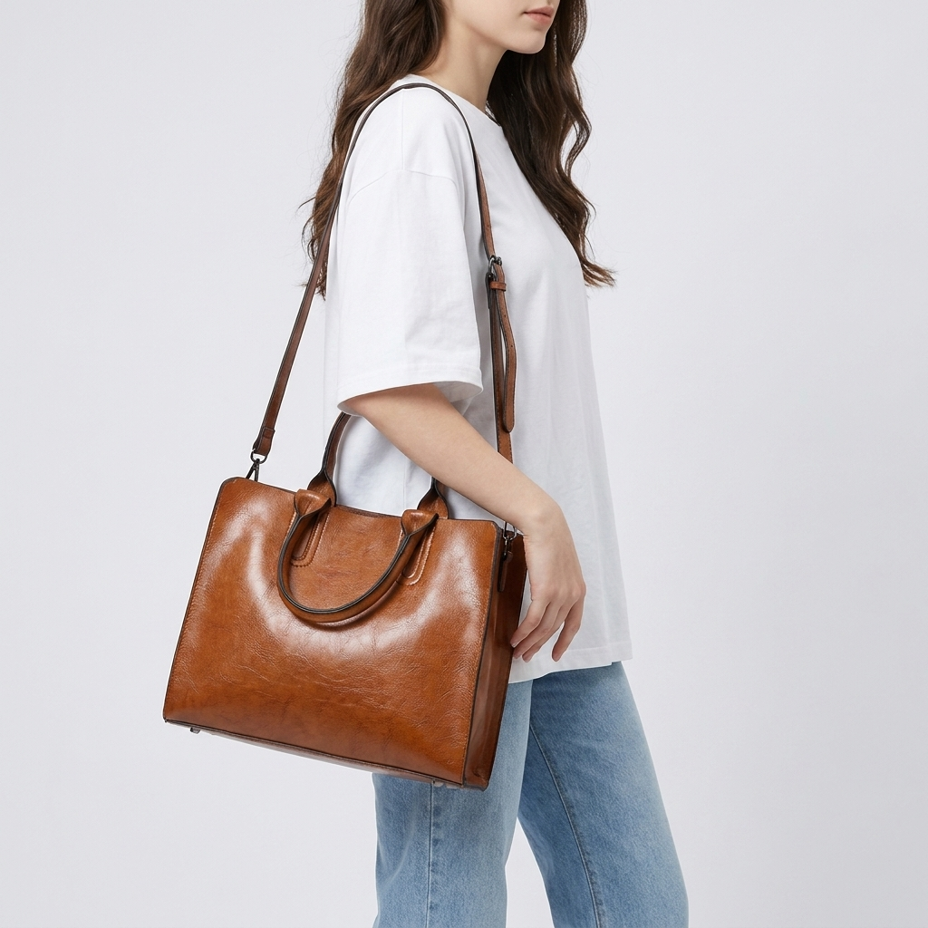 Structured Leather Tote Bag | Lyon