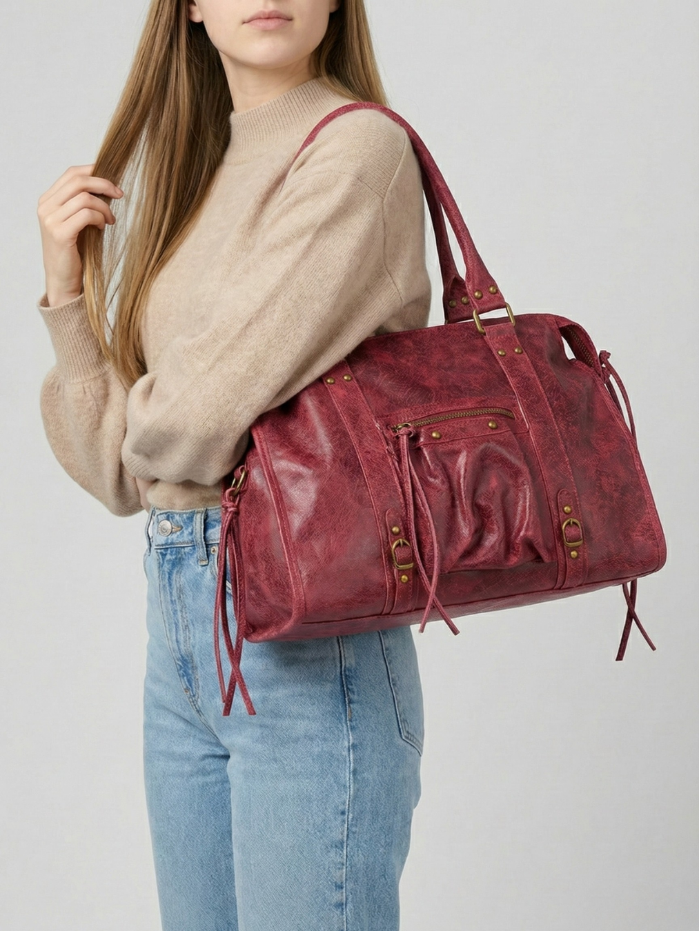 Large handbag for work with zip