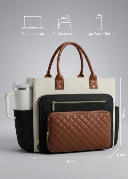 Tote Bag for University 15.6 Laptop & water bottle | Mykonos