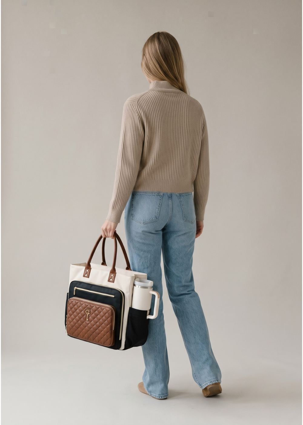 Tote Bag for University 15.6 Laptop & water bottle | Mykonos