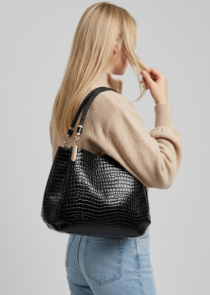 Croc-Embossed Hobo Bag | Geneva