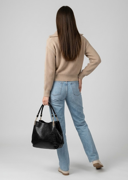 Croc-Embossed Hobo Bag | Geneva