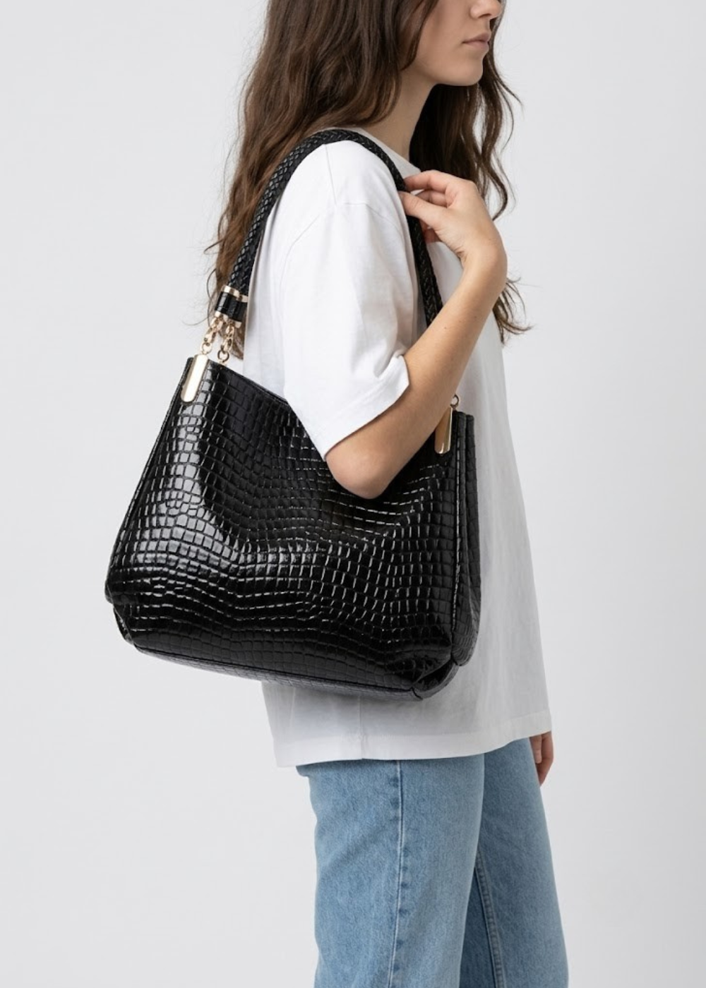Croc-Embossed Hobo Bag | Geneva