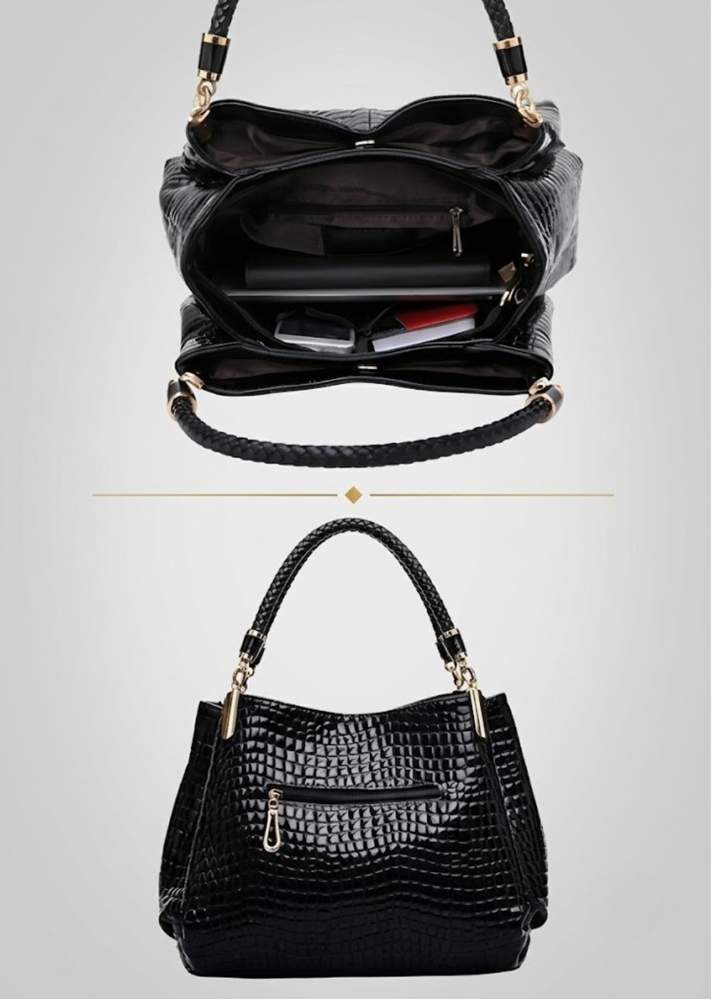 Croc-Embossed Hobo Bag | Geneva