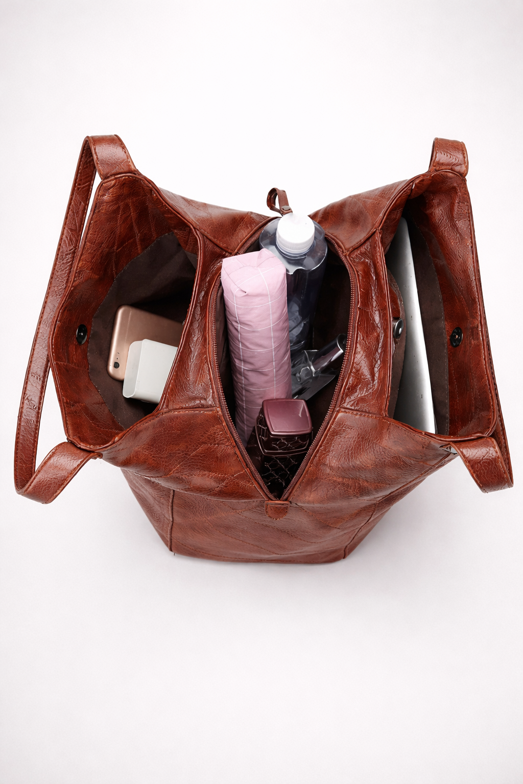 Vegan leather tote bag for work