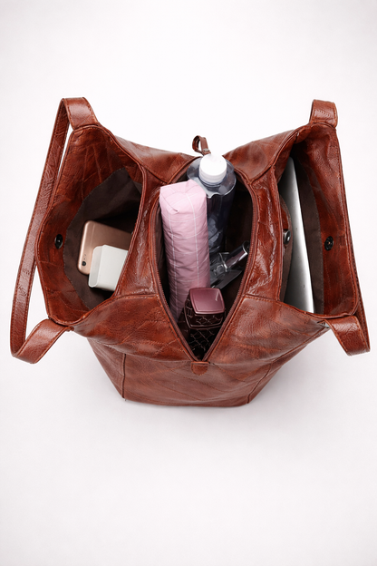 Vegan leather tote bag for work