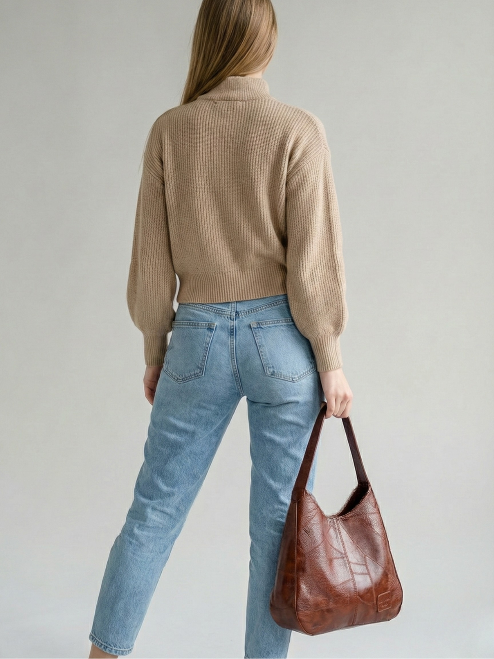 Vegan leather tote bag for work