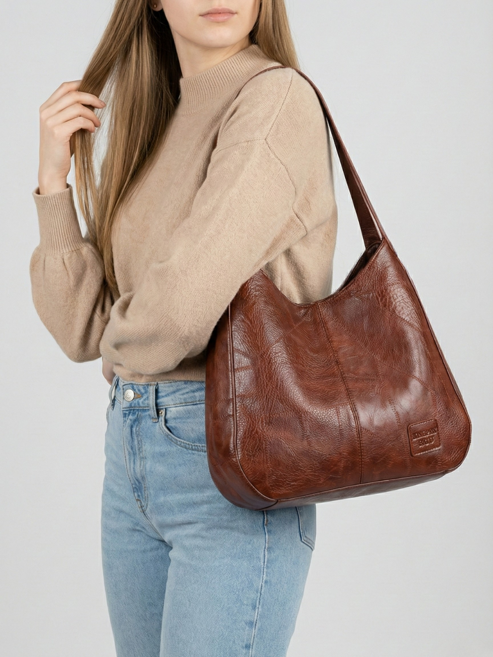 Vegan leather tote bag for work