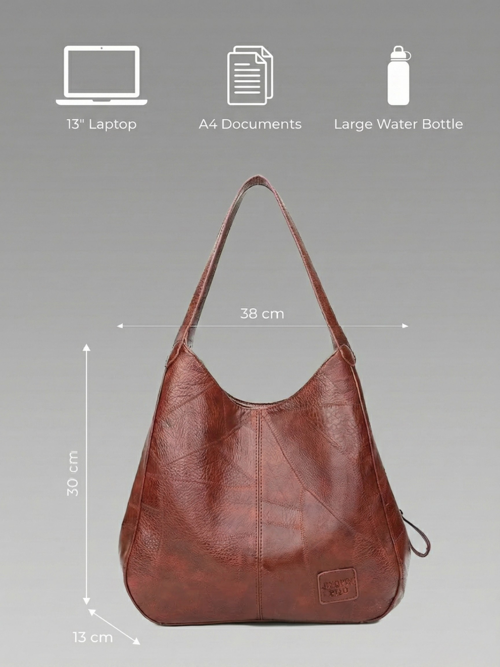 Vegan leather tote bag for work