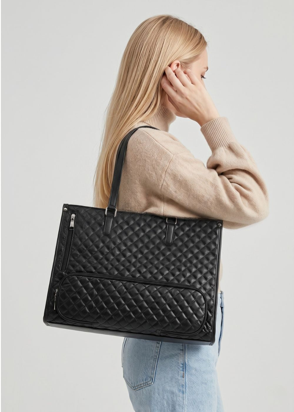 Black leather Ladies Lunch Tote Bag | The Clerkenwell