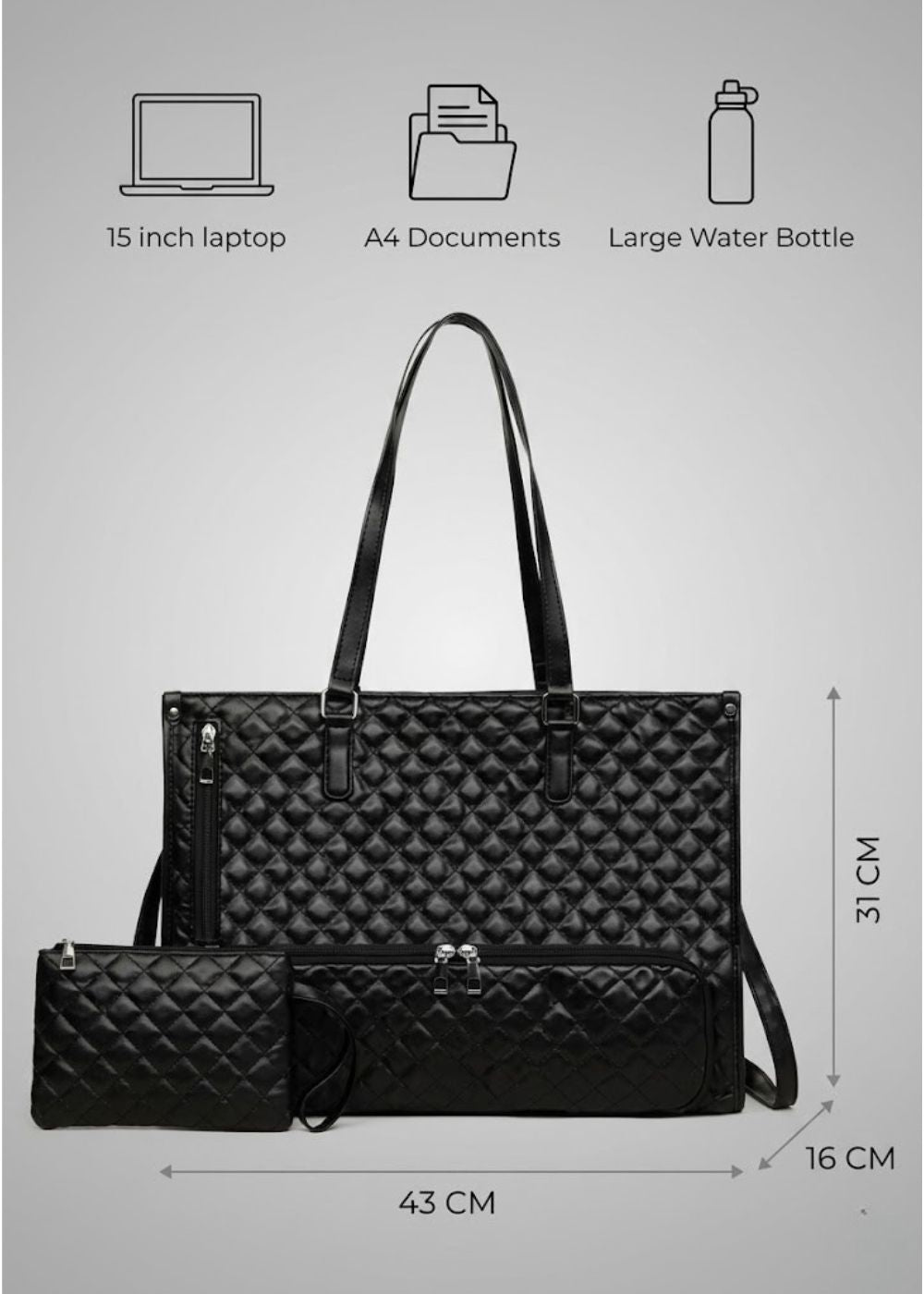 Black leather Ladies Lunch Tote Bag | The Clerkenwell