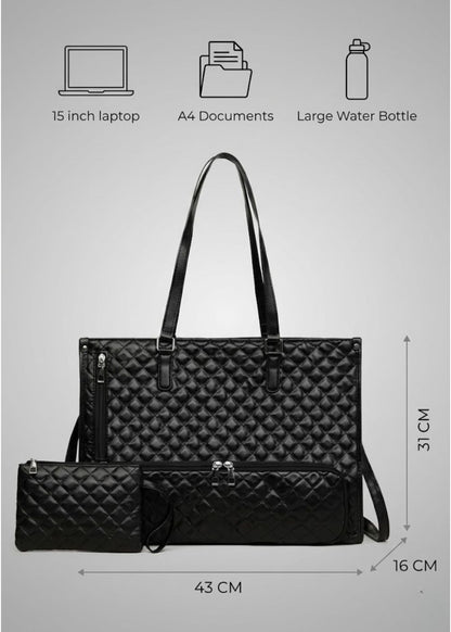 Black leather Ladies Lunch Tote Bag | The Clerkenwell