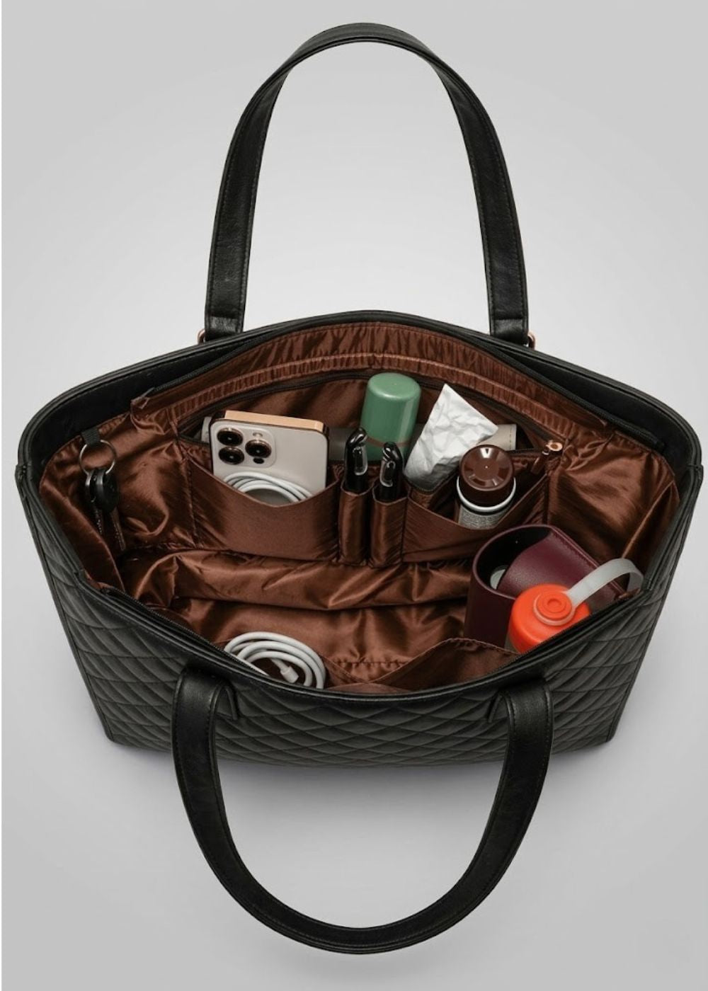 Black leather Ladies Lunch Tote Bag | The Clerkenwell
