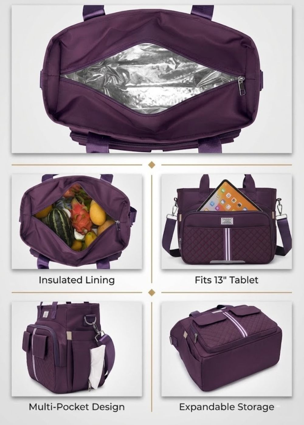 Purple Ladies Lunch Tote Bag | The Notting