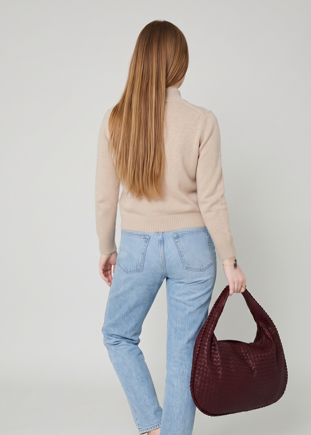 Burgundy Leather Work Bag — Woven Hobo & Laptop | Mylos