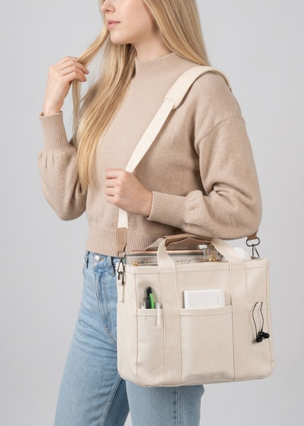 Multi-Pocket Canvas Tote Bag | Copenhagen