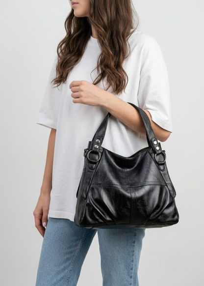 Ruched Leather Hobo Bag | Tallinn