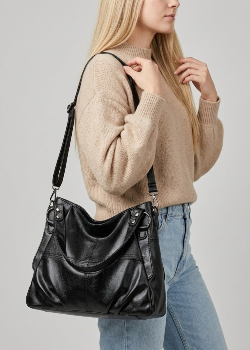 Ruched Leather Hobo Bag | Tallinn