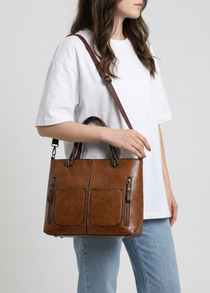 Retro Square leather  Tote Bag, Krakow
