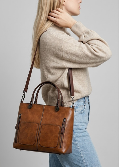 Retro Square leather  Tote Bag, Krakow