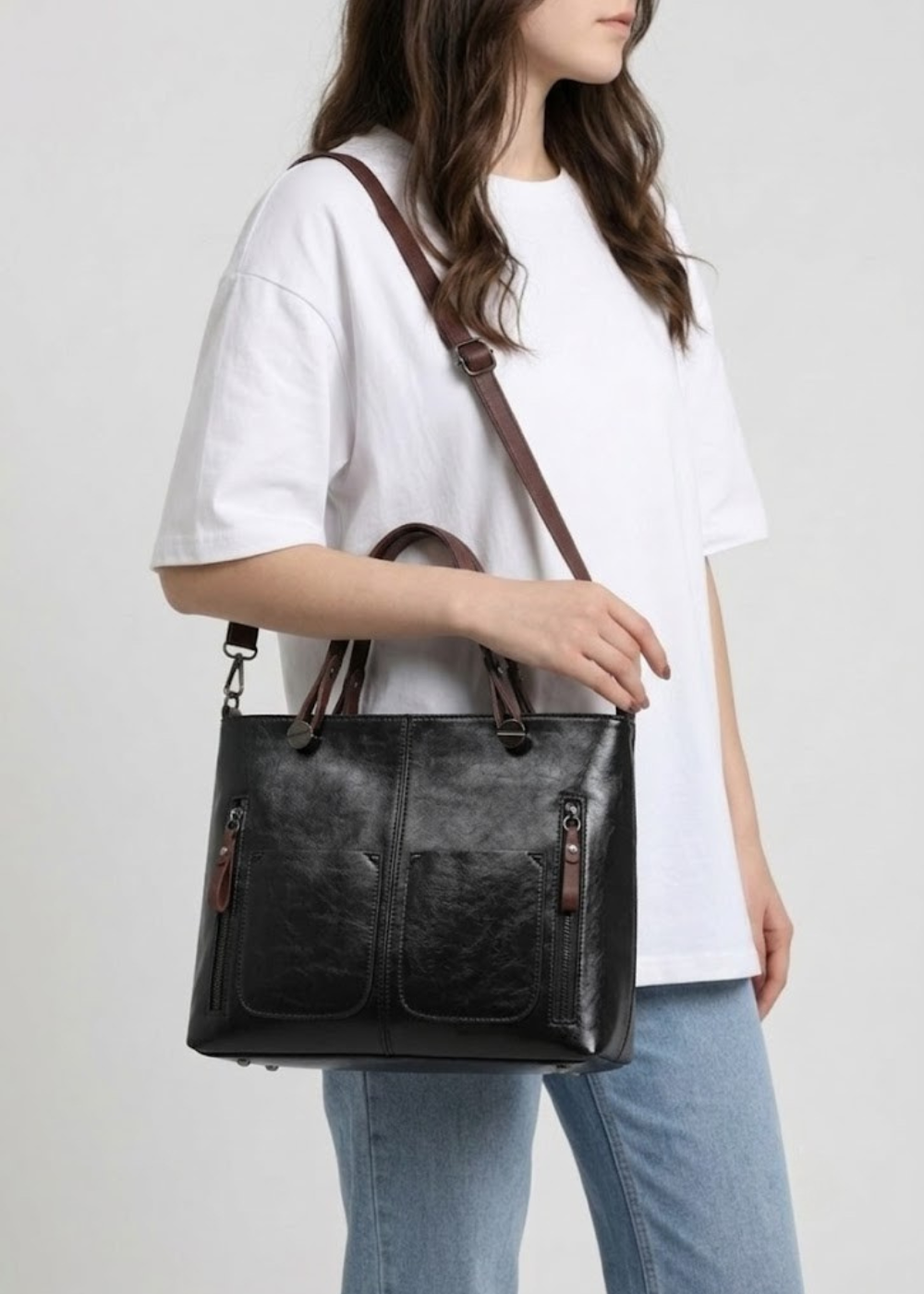Retro Square leather  Tote Bag, Krakow